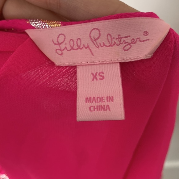 Fuchsia Lilly Pulitzer Tensley Silk Blouse - Picture 7 of 7